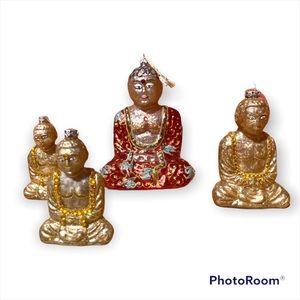 Thomas Glenn Large Buddha Handmade Glass Meditating Buddha in Red